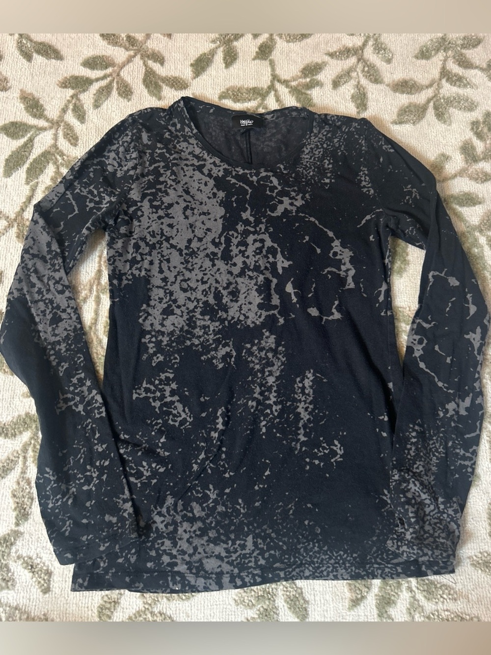 Vintage Y2K Mossimo Long-sleeve T-shirt Women's small Black Acid Wash Goth Emo
